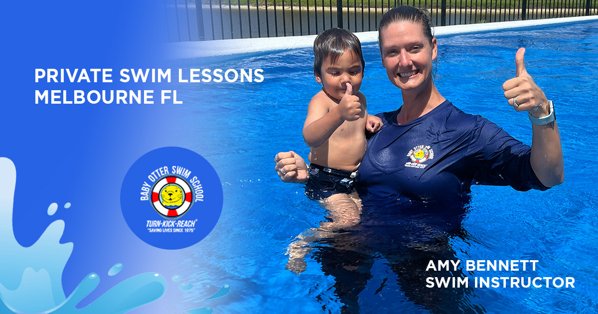 Photo of Amy Bennett with student. Swimming lessons Melbourne FL